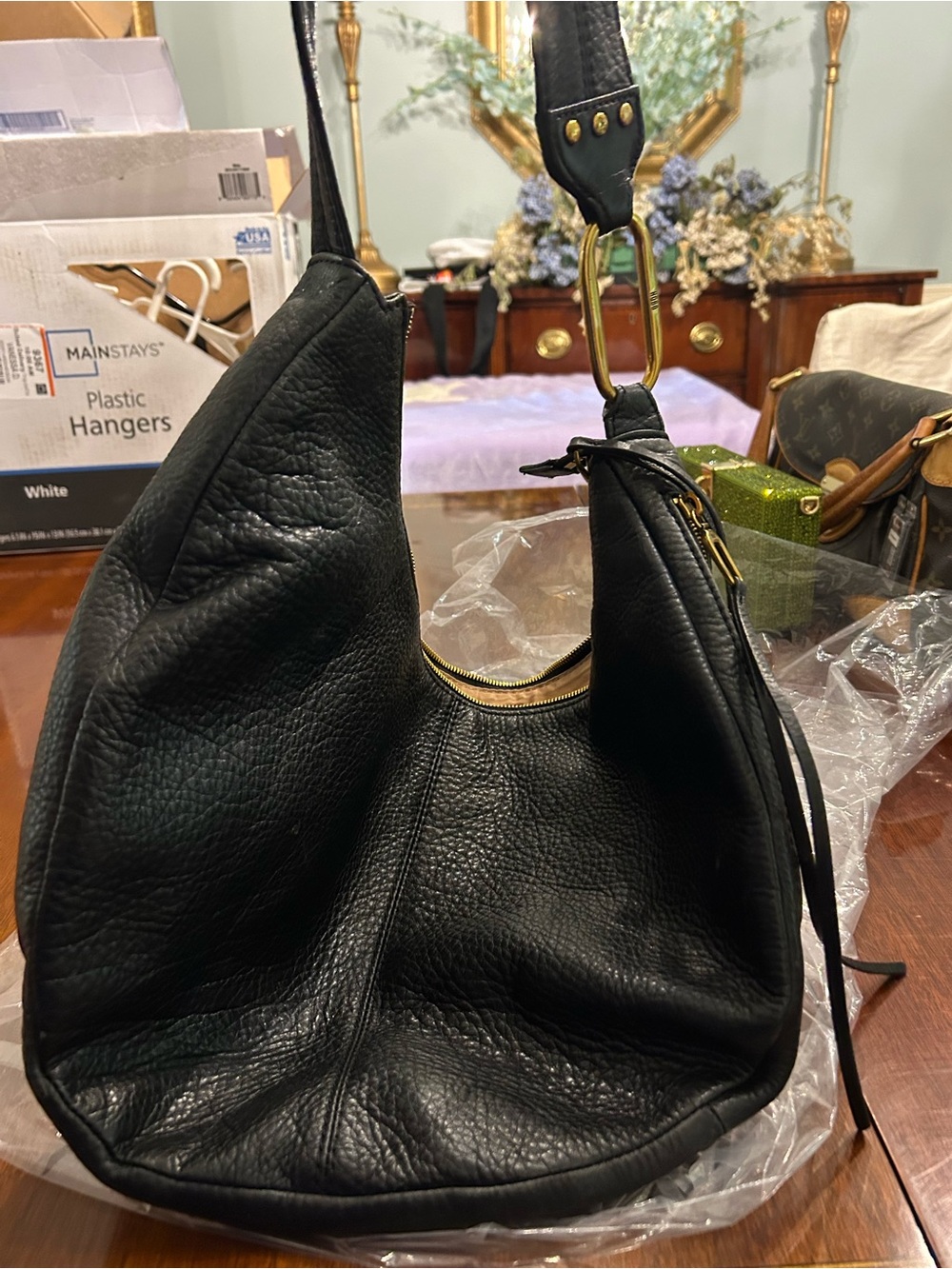 Hobo Black Leather Hobo Shoulder Bag